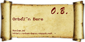 Orbán Bere névjegykártya